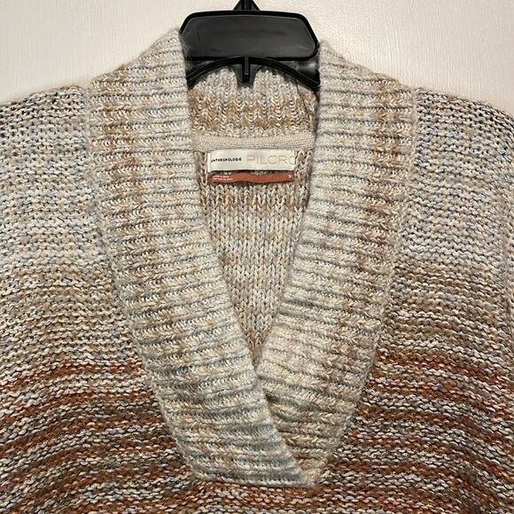Pilcro- Anthropologie “Joyce” Neutral Striped V Neck Chunky Crop Sweater- Size S - Picture 6 of 10